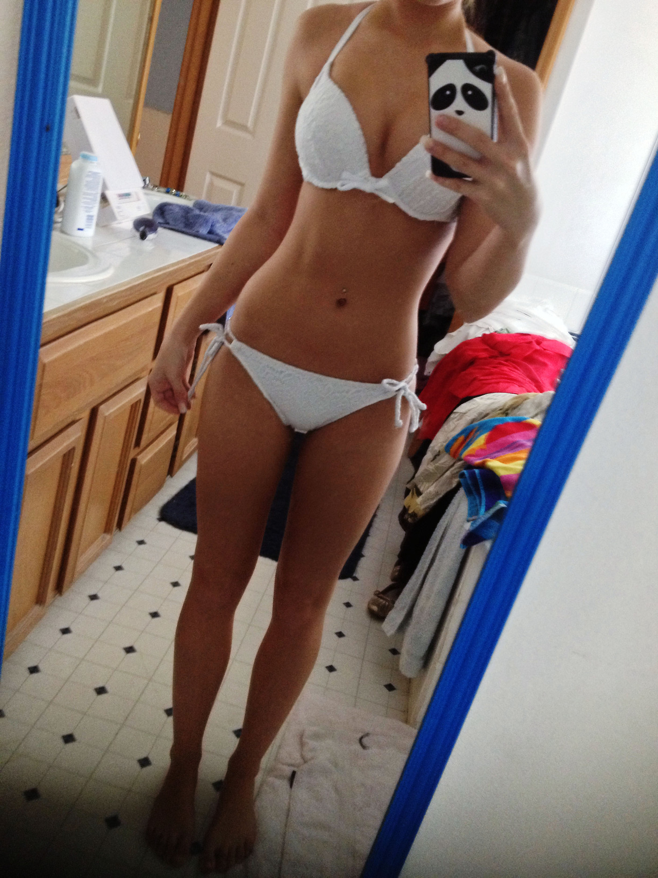 perfect body topless bikini selfie